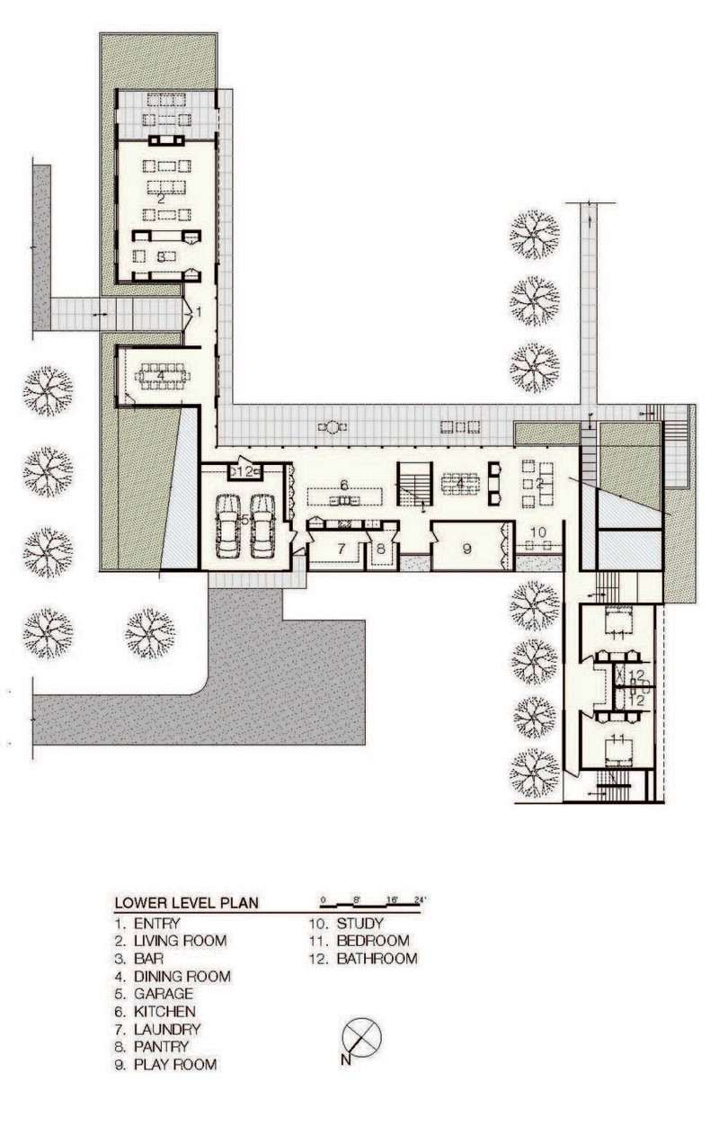 moderna-trä-fasad-hus-plan-sektion-golv-plan-område-division-rum