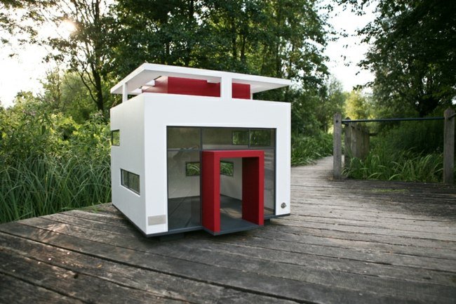 modernt hundhus chic design trendiga djurmöbler trädgård
