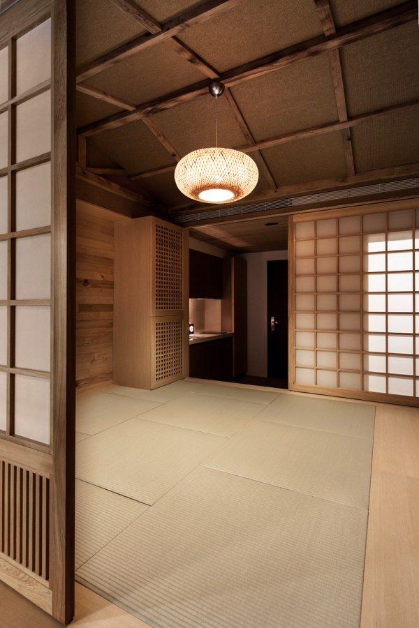 modulär hall trendig japansk minimalistisk hängande ljus integrerat matbord