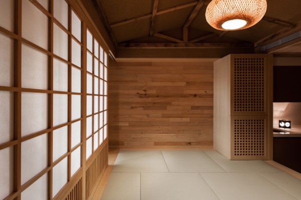 japanskt hus trendig arkitektur inredning förslag förslag hängande lampa golvbeläggning modulärt