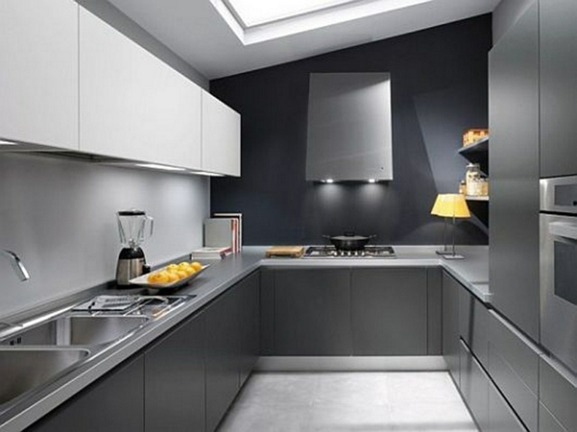 Grå-interiör-kök-rostfritt stål-modern