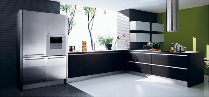 lucrezia kök moderna svarta skåp kylskåp stål fläkt