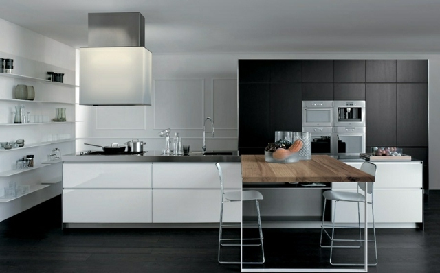 vitgrått utseende-träbord-kök-modern stil