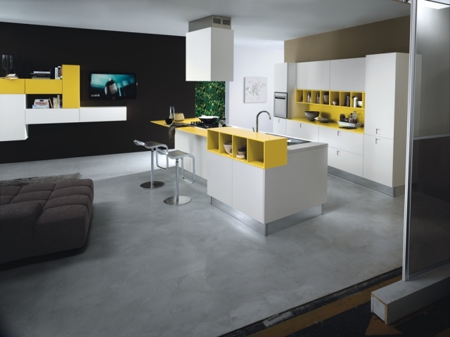 kök utrymme planering modulära möbler idéer vit-gul-quadra