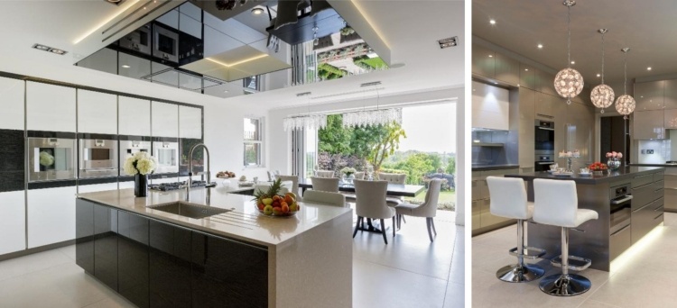 modern-tårta-utrustning-hi-tech-minimalistisk-grå-vit-högglans-pendel-lampa-panorama-fönster