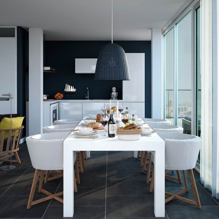 modern-tårta-utrustning-hi-tech-minimalistisk-svart-vit-skandinavisk stil-design-liten hängande lampa