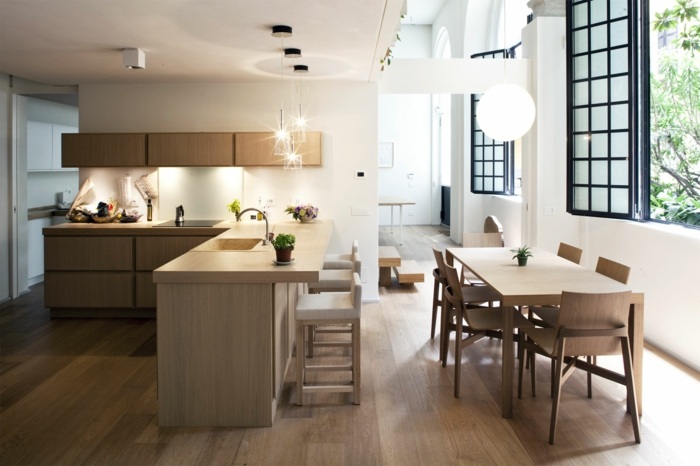 enkelt kök ljusbrun minimalistisk design modern