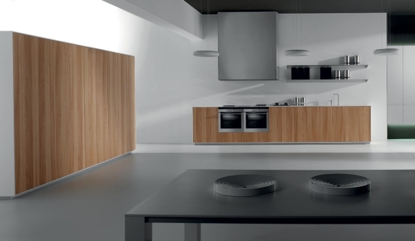 köksmöbler matbord inredning trendig design trä ljus rostfritt stål