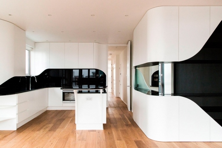 modern köksplanering design svart och vitt