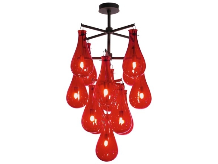 Murano-glas-ljuskrona-modern-röd-tår-droppe-DROP-Veronese-Design-Patrick-Naggar