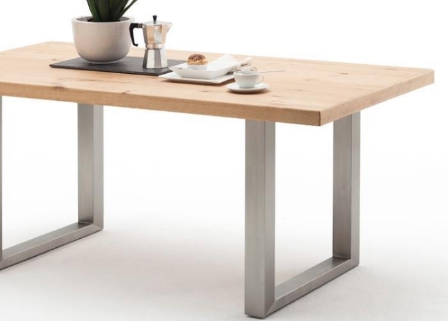 moderna bord massivt trä möbler bordsskiva ek rostfritt stål Javerno