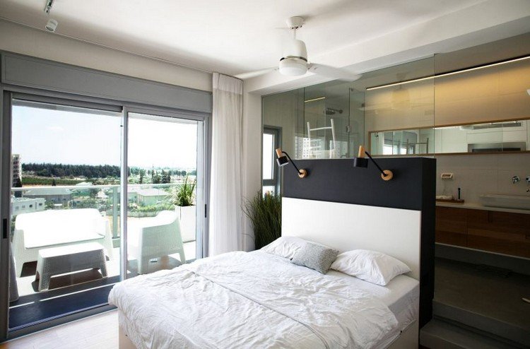 takvåning-lägenhet-sovrum-tak-terrass-utsikt-badrum-glas skiljevägg
