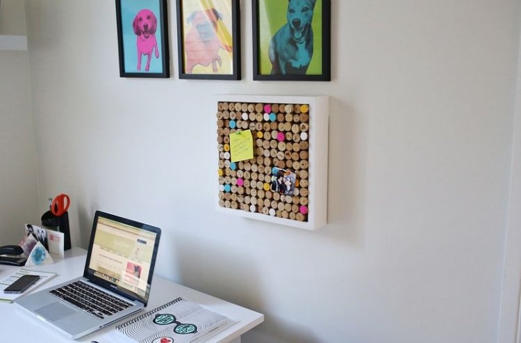 modern-anslagstavla-gör-det-själv-kork-vin-kork-instruktioner-vägg-dekoration-skrivbord-bärbar dator