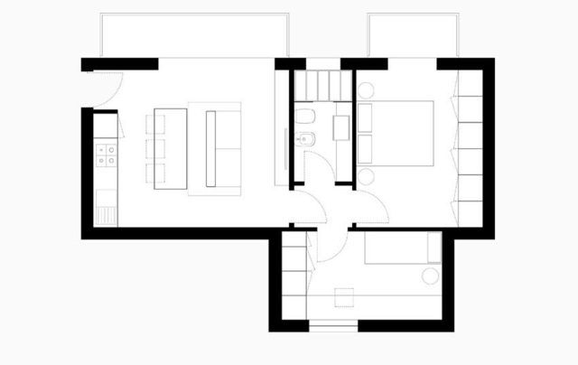 Loft lägenhet möbler planerare rum distribuera