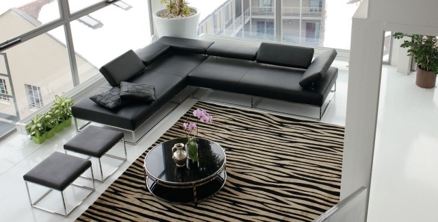vision soffa design raka linjer svart pall justerbar
