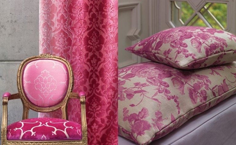 moderna klädsel-tyger-gardiner-möbler-rosa-blommiga-mönster-kuddar-antik-stugl-barock-linne-tyg