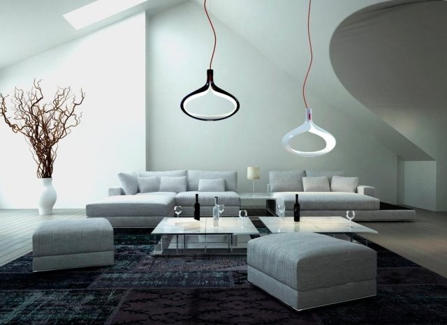 modern designer hängande ljus alma vitt svart vardagsrum