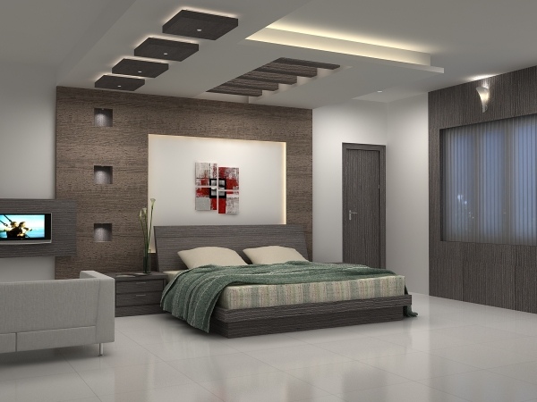 moderna sovrumsmöbler takdesign indirekt belysning
