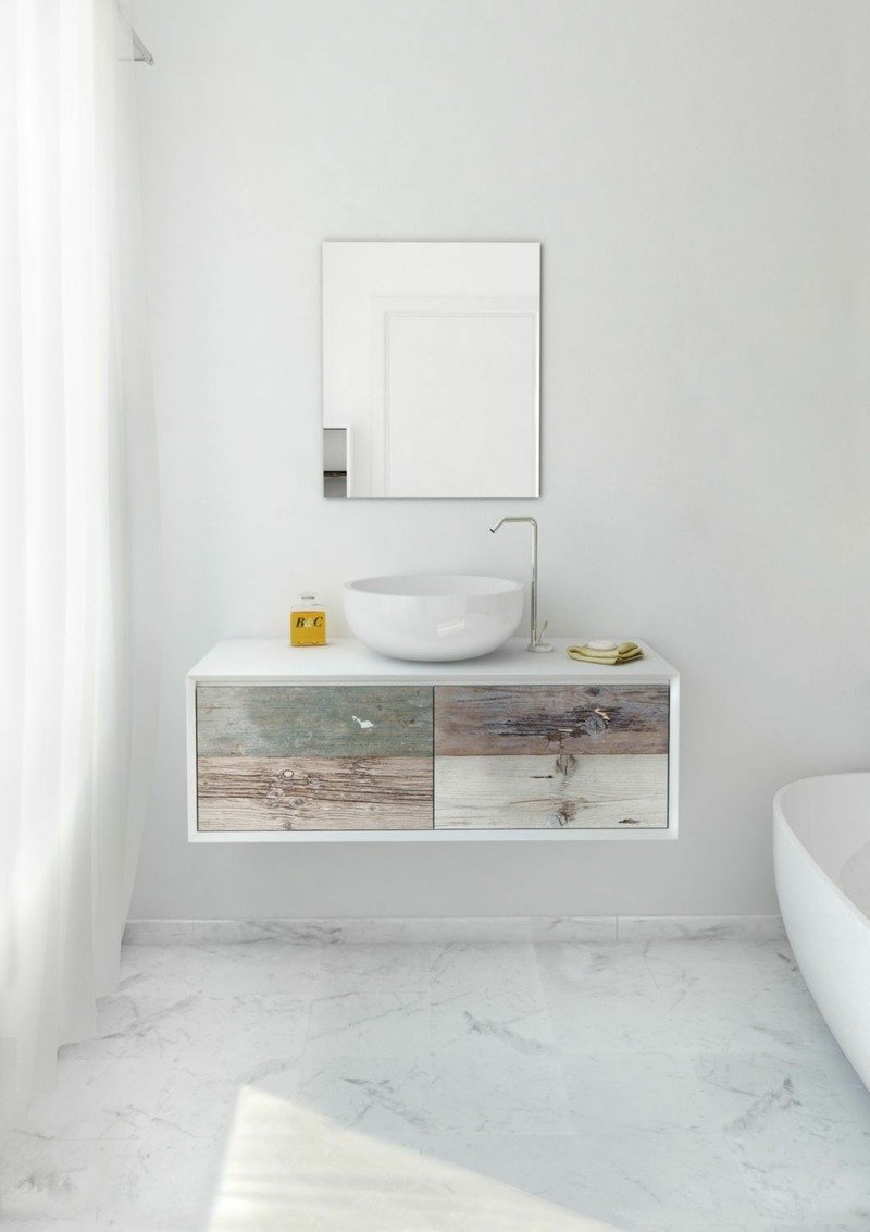 shabby badrumsmöbler vit marmor badrumsskåp idé färgglad