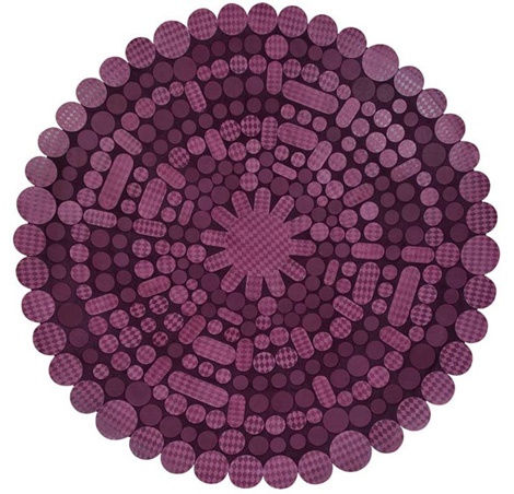 Rund matta utrymme violett matta design
