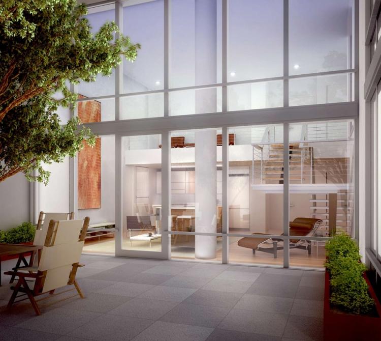 trädgård design-terrass-modern-design-hus-betong-kakel-glas-vägg-panrama-fönster