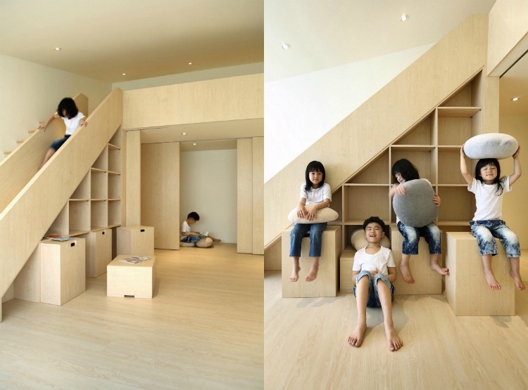 Moderna trappor-barn-rutschbana-design-trä-barnrum-lekrum
