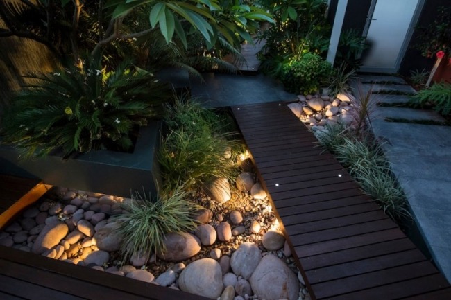 Utomhus trädgård design-trä väg trädgård lampa släta stenar-asiatisk stil