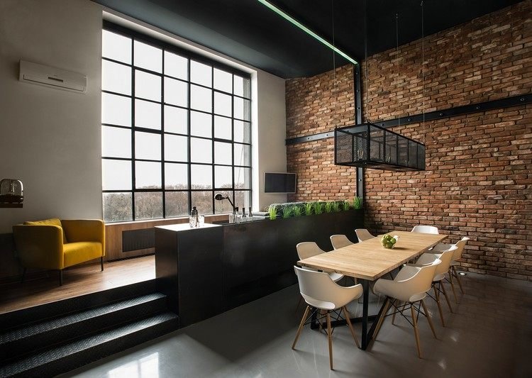 modern vägg design loft lägenhet tegel vägg accent