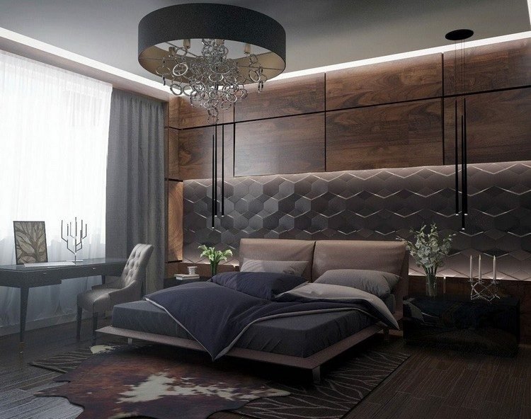 Designidéer modern väggdesign sovrum vägg accent