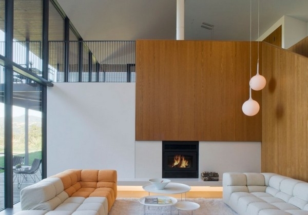 vardagsrum interiör balkong idéer för väggbeklädnad av trä