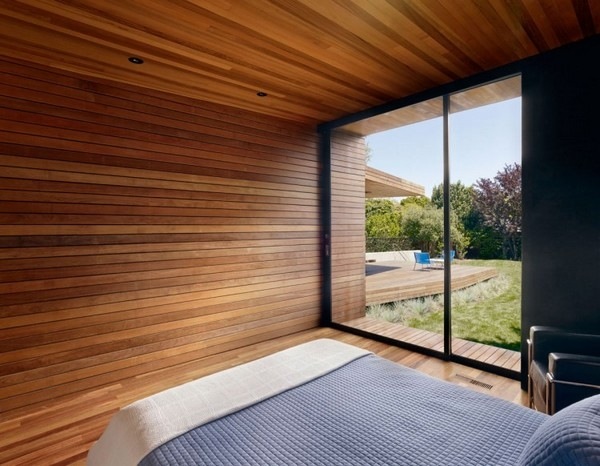 sovrumsvyer för väggbeklädnad trä