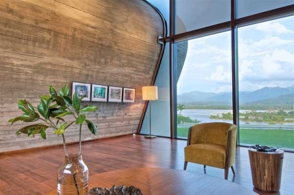 glasvägg panoramautsikt idéer för väggbeklädnad trä