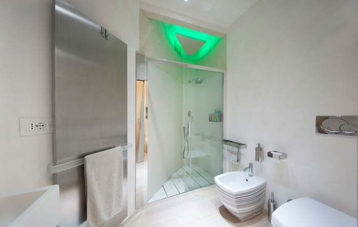 Duschkabin glasvägg LED grön belysning