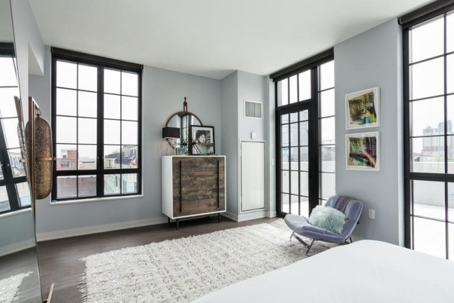 modern lägenhet brooklyn sovrum terrass