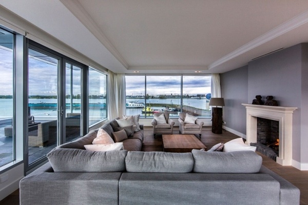 modern lägenhet med skybox design bekvämt vardagsrum