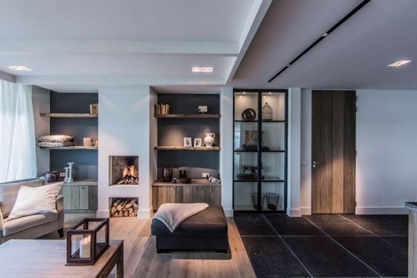 modern lägenhet med skybox -design inbyggda garderober