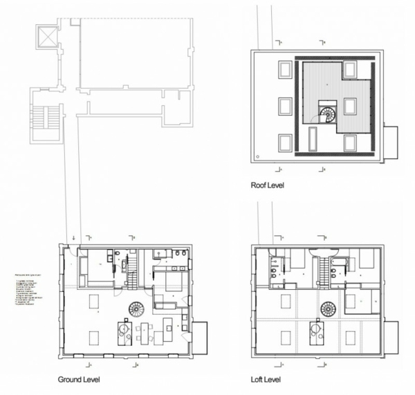 Modern lägenhet rum distribution byggnad skiss