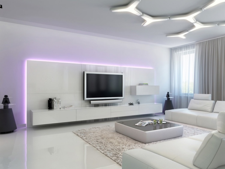 modern-levande-vägg-led-design-vardagsrum-vit-högglans-tak-ljus