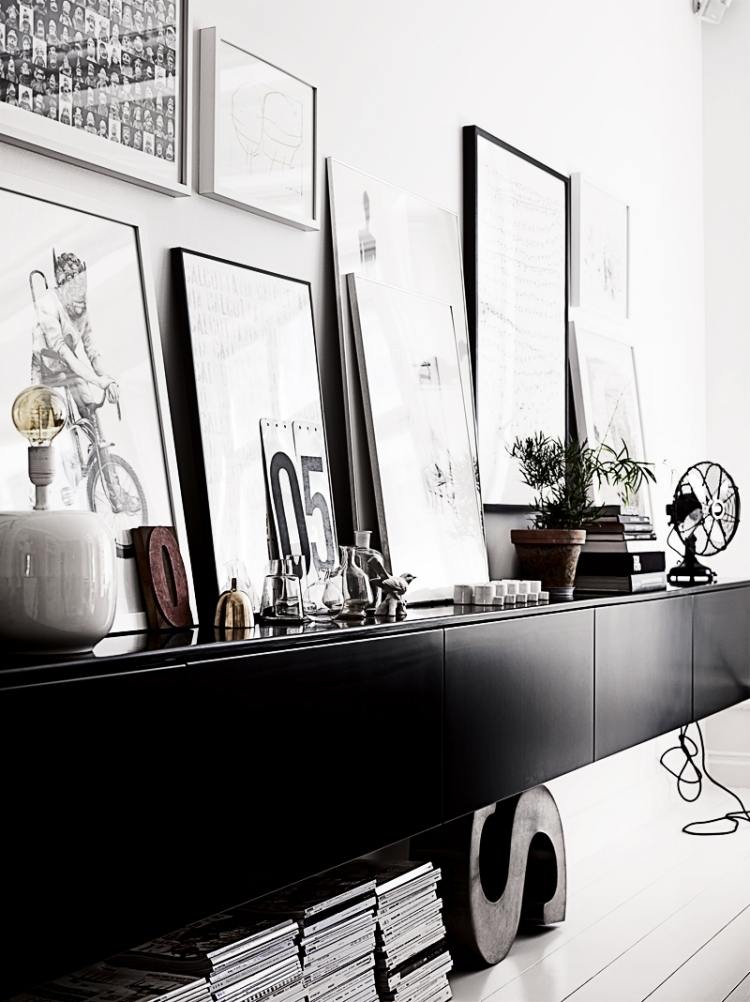 väggdesign-svart-vit-skänk-bilder-foton-dekoration-skandinavisk-design