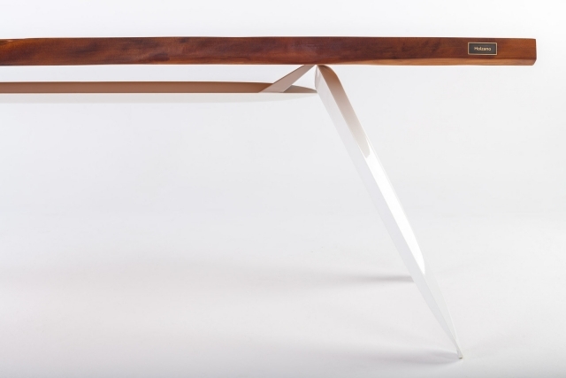 massivt träbord stålben-modern design-kauri-trä gammalt