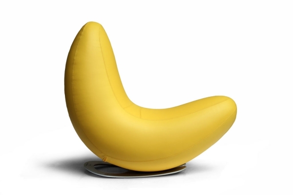 modern gungstol design läder banan gul