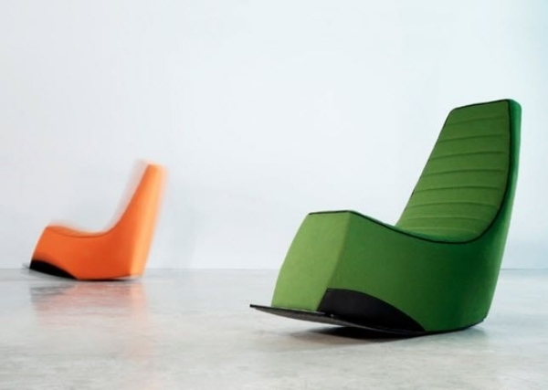 Fåtölj gungstol-grön orange-modern design