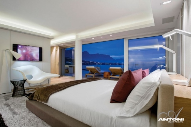 sovrum panoramautsikt modern lägenhet design med havsutsikt