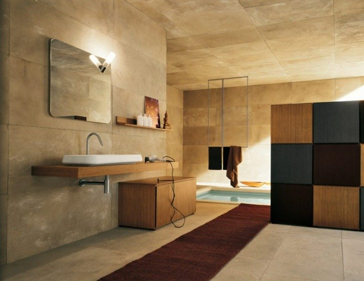 badrum-med-trämöbler-skåp-färgglada-rutor-rumsdelare-idé-moderna-sten-kakel