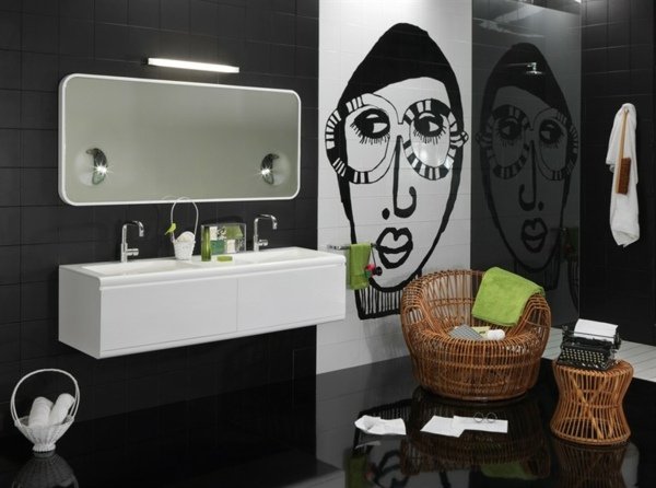 modernt badrum mosaik kakel ansikte