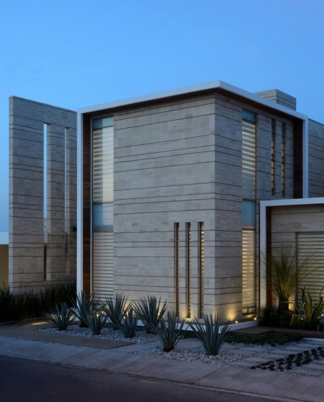 design sten trädgård skapa modernt minimalistiskt hus två våningar
