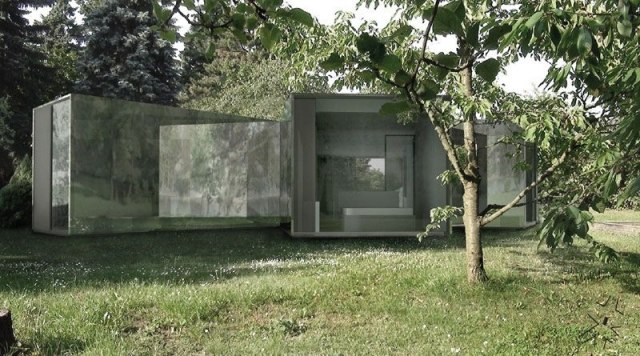 betong-hus-platt-tak-sex-fasader-glaserade-Petr-Hájek-Architekti-Chameleon-house