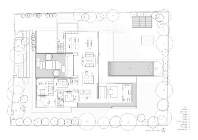 modernt hus planlösning landskapsplan