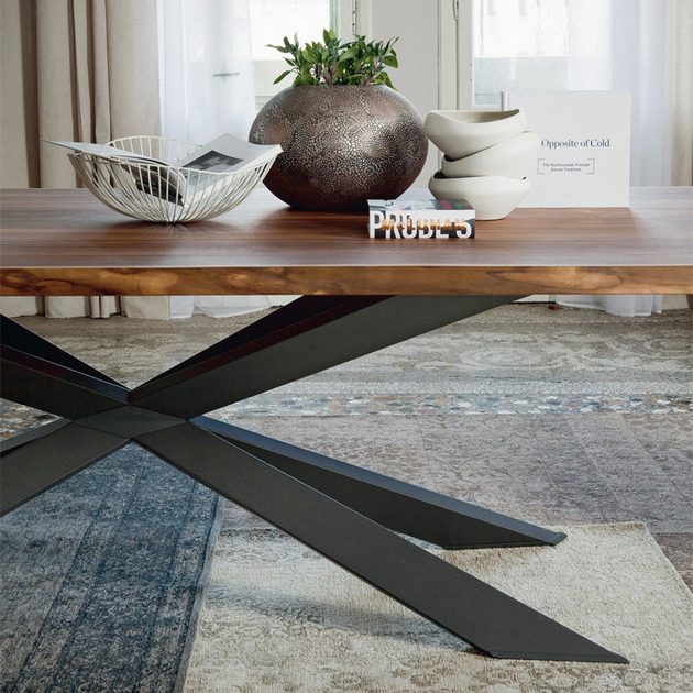 modernt matbord spyder cattelan bordsskiva i massivt trä