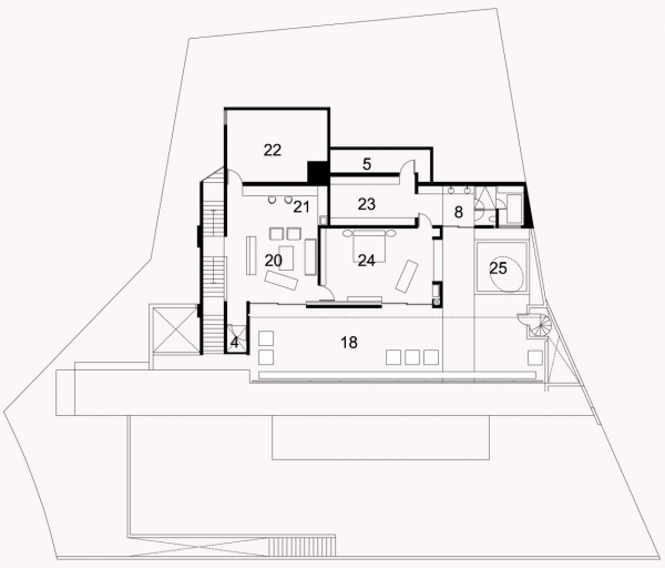 Hillside Bergen Agraz Arquitectos tredje planritning